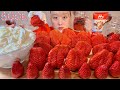 ASMR Big Strawberry Whipped Cream English Subtitles Mukbang Eating Sounds