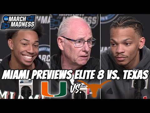 Miami Previews Facing Texas in Elite 8 | Jim Larranaga, Isaiah Wong, Nijel Pack & Jordan Miller