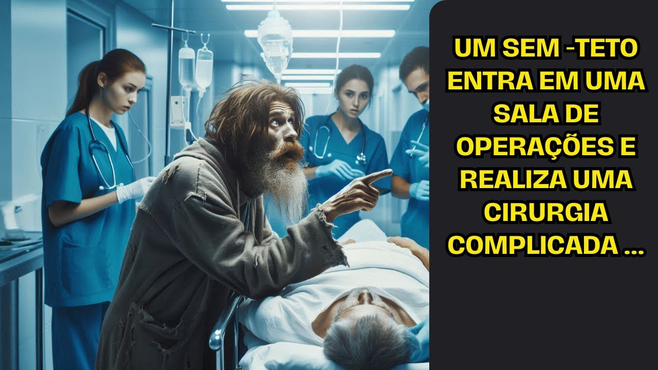 Um sem -teto entra em uma sala de operações e realiza uma cirurgia complicada ...