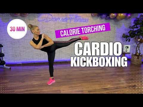 30 Min Calorie Burner Cardio Kickboxing - At Home - No Equipment Workout