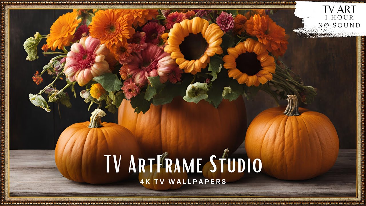 4K Frame TV Art Fall Pumpkins Decor | TV Background | Screensaver Wallpaper