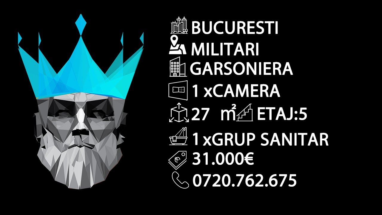 Tur video Garsoniera 5/5 | 27mp | Centrala | Nemobilata | Bloc 2023 | Militari