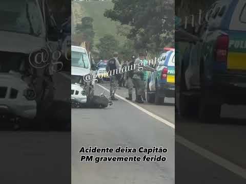 Capitão da Polícia Militar em uma moto fica ferido após colisão na GO-223, entre Morrinhos e Goiânia