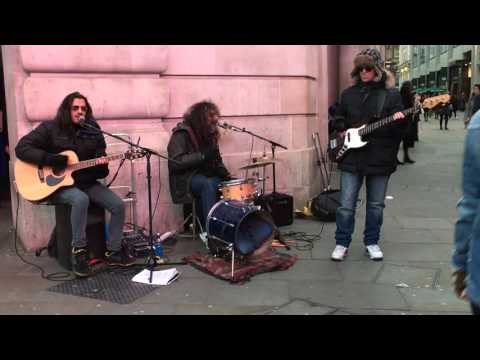 The Police, Message in a Bottle - busking in the streets of London, UK