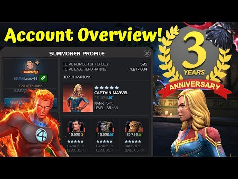 My 3 Year MCOC Anniversary! Account Overview! Mastery Setup! - Marvel Contest of Champions