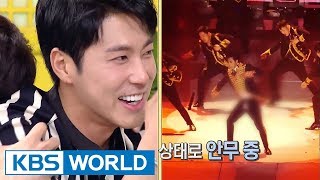 Yunho&#39;s pants ripped &amp; he continued to dance on stage! [Happy Together / 2017.10.12]