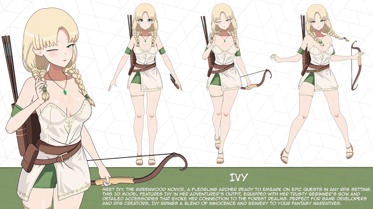 Ivy - Archer Begginer RPG 3D Model