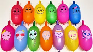 Slime mixing: funny balloon characters & glossy orange slime sounds #51