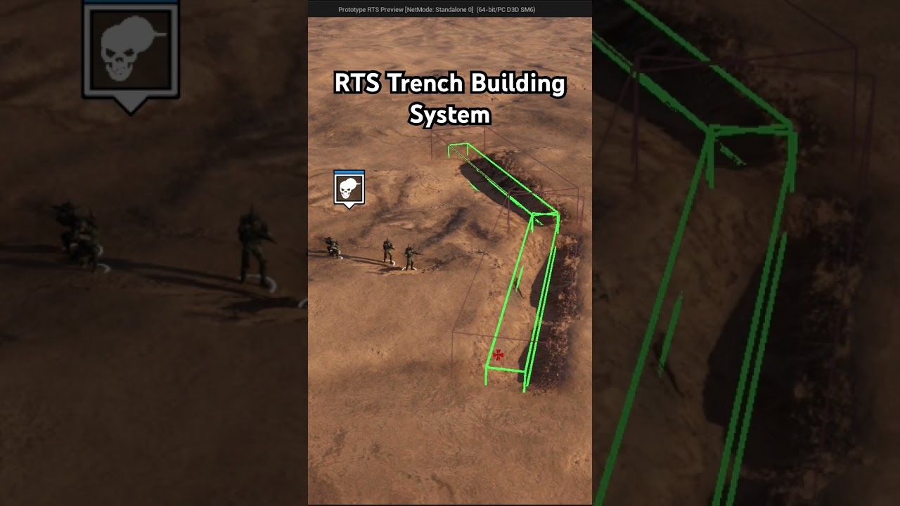 RTS Dev Log - Still work in progress trench building system #gaming #rts #gamedev