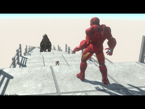 Iron Man Death Fall vs Godzilla - Animal Revolt Battle Simulator
