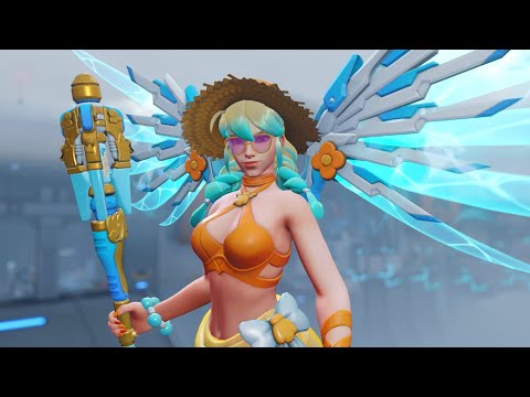 NEW Poolside Mercy Skin Showcase | Overwatch 2