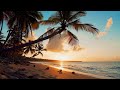 🌴 Relaxing Tropical Paradise Beach Ambience Sunrise Scene with Ocean Sounds for Sleeping 2 Hours 🥥