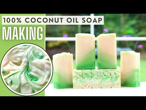 100% COCONUT OIL SOAP | Cold Process Soap making | Cracking top!