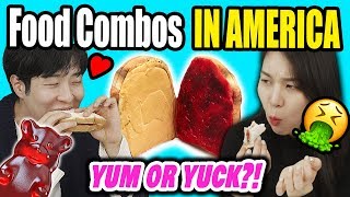 Korean TRY TO EAT Weird American Food Combinations for the First Time!