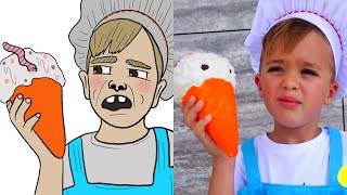 Niki and Mom pretend play selling ice cream funny Drawing Meme l Vlad and Niki