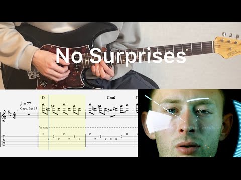 Radiohead - No Surprises (guitar cover with tabs & chords)