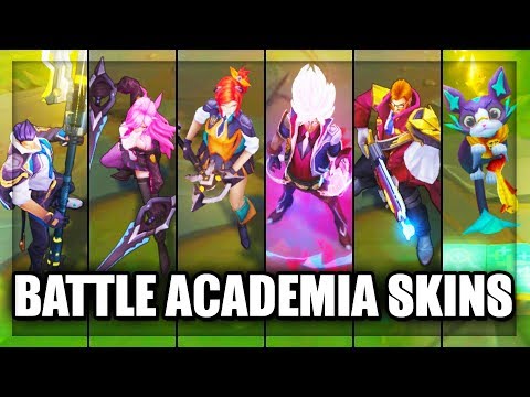 All New Battle Academia Skins Spotlight Ezreal, Katarina, Lux, Graves, Yuumi, Jayce - LoL