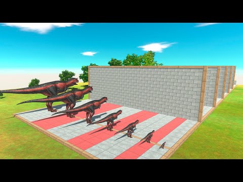 Carnivore Dinosaurs of Different Sizes in a Block Race - Animal Revolt Battle Simulator