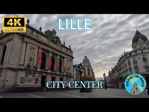 Lille City Center 4k walking tour video October in Lille France