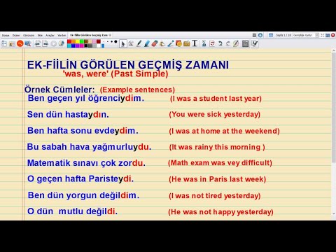 Turkish Lesson 54 - Past Simple 'was, were' Ek-fiilin Görülen Geçmiş Zamanı