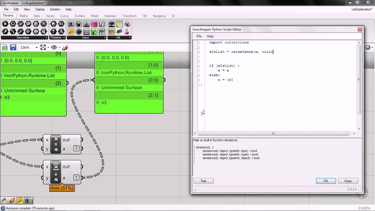 Grasshopper: List from Python Component
