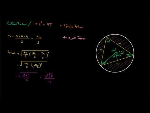 الصف العاشر الرياضيات الهندسة مساحة المثلث المحصور داخل دائرة