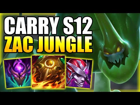 HOW TO PLAY ZAC JUNGLE & CARRY THE GAME IN S12! - Best Build/Runes S+ Guide - League of Legends