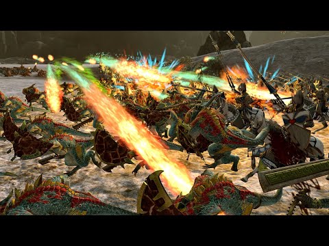 High elves vs Lizerdmen warhammer 2 cinematic battle
