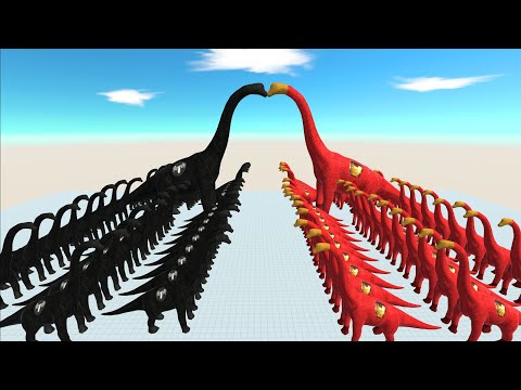 Ironman Brachiosaurus vs Venom Brachiosaurus Death Run - Animal Revolt Battle Simulator