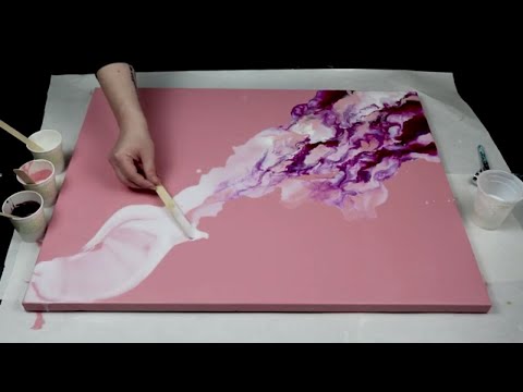 (557) Beautiful Pink and Burgundy Airbrush Acrylic Pour!