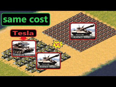 Tesla Tank + Rhino vs Rhino - Red Alert 2