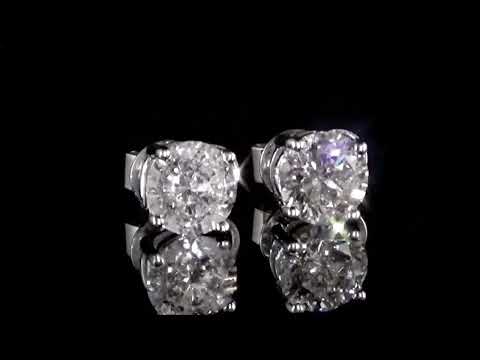 18K WHITE GOLD 4.08CT TDW ROUND BRILLIANT CUT DIAMOND STUD EARRINGS, CGL CERTIFIED. Ref. 330 1301