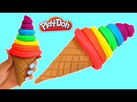 How to Make a RAINBOW Play Doh Soft Serve Ice Cream Cone! Video