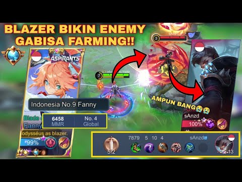 FANNY BLAZER MEMBANTAI HYPER MUSUH SAMPE GABISA FARMING!! FINALLY GLOBAL 1 LAGII!! | Mobile Legends