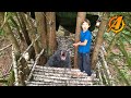 Black Bear Tries To Climb Up Our Bushcraft Survival Tree Shelter