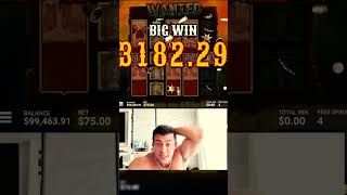 CRAZY Big Win on Wanted Dead or Wild Online Slot #casino #clips #doghouse #doghousemegaways #kick