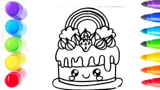 Draw and Color a Cute Cake | Drawings for Kids
