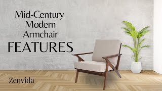 Zenvida Mid Century Modern Armchair Features