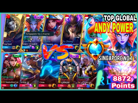 Karrie Top 1 Singapore | Gameplay By •ANDY POWER• | Top Global Mobile Legends