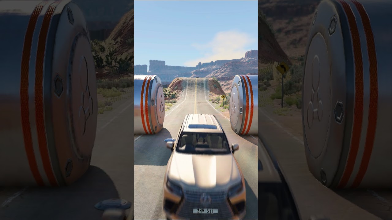 Car Barrier Bollards Crash  BeamNG Drive