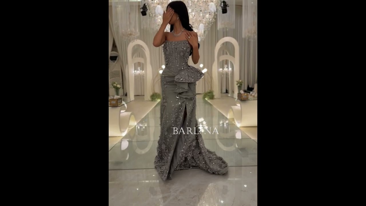 فستان كورسيه رمادي بقصة حورية البحر - XXL