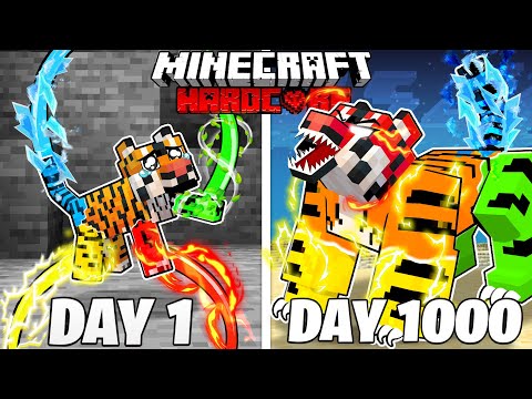 I Survived 1000 Days As An ELEMENTAL TIGER in HARDCORE Minecraft! (Full Story)