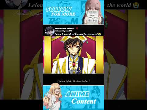 Lelouch Sacrificed himself for the world's sake 😭 #anime #shorts