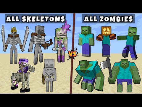 All Zombies vs All Skeletons - Mutant & Titan Zombie vs Mutant Titan Skeleton