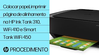 Colocar papel e imprimir uma página de alinhamento nas impressoras das séries HP Ink Tank 310, Ink Tank Wireless 410 e Smart Tank Wireless 450