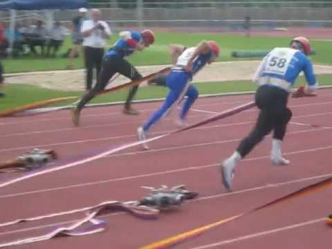 100-Meter-Hindernisbahn - Finale - Deutsche Feuerwehr-Meisterschaft 2012 in Cottbus
