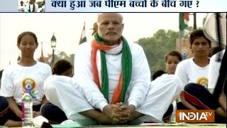 PM Modi performs Trikonasana at Rajpath on International Yoga Day