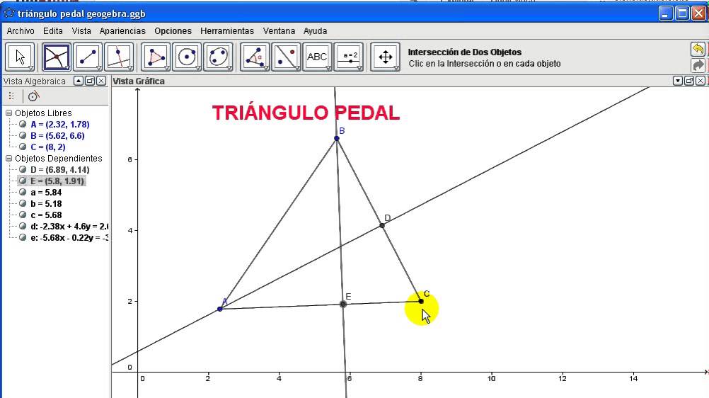 Triángulo pedal geogebra(Triángulo Órtico)