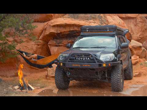 Solo Truck Camping in RAIN STORM | 4Runner Camp & Cook