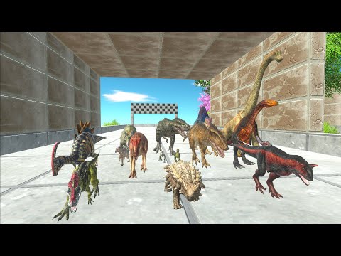 Tunnel Dinosaurs Speed Race To Hippo Castle - Animal Revolt Battle Simulator